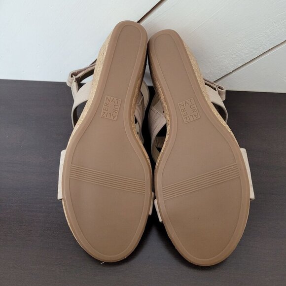 NEW Naturalizer Adria Cork Wedge Sandals Fawn Faux Leather 11M Ankle Straps - Picture 8 of 9